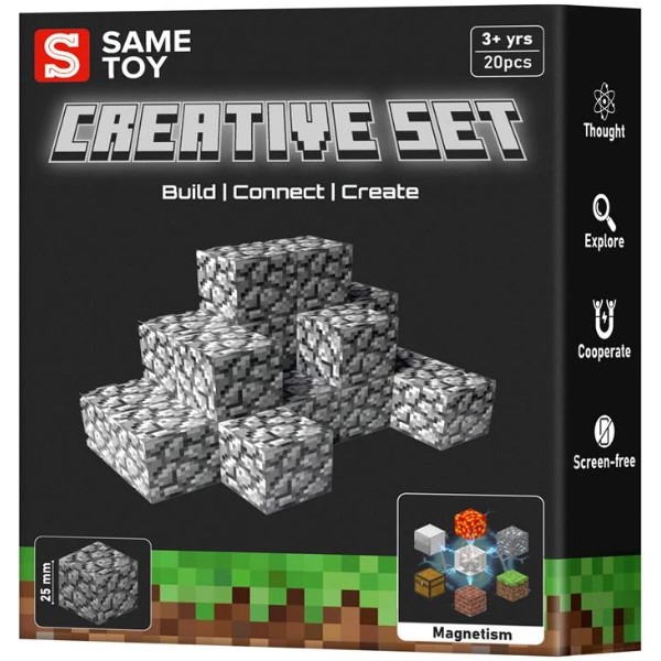 Фото - Магнітний конструктор Same Toy Creative Set Cobblestone 20 ел. (MCRAFT-4004-SM)